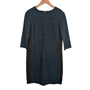 Alyx Womens 6P Dress Black Blue Midi Textured Knit Scoop Neck Petite